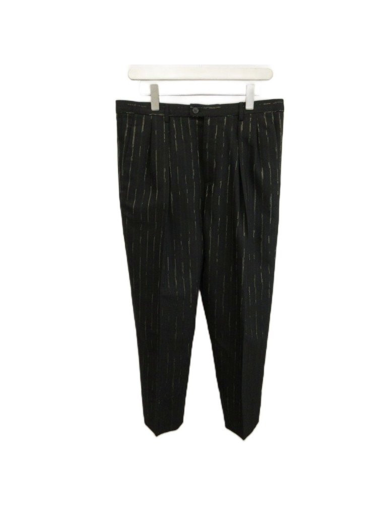 Saint Laurent Paris Pants Trousers Wool Striped Zip Fly 48 L Black Gold Color